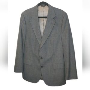 VTG Ralph Lauren Wool Blazer Jacket Sz Large Grey Plaid Sports Coat USA Union